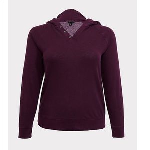 Torrid PURPLE BUTTON HENLEY HOODIE